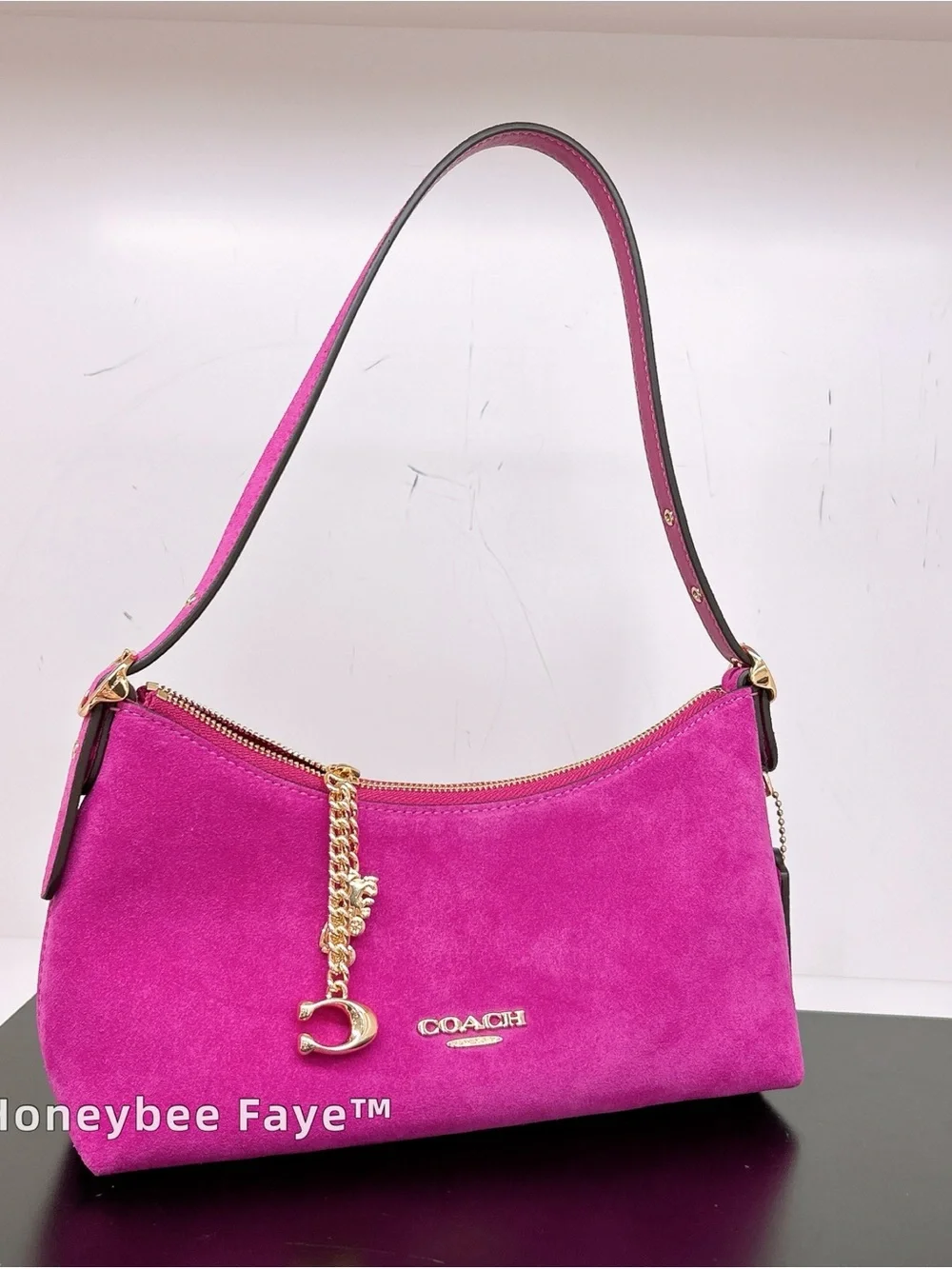 Coach EmeiliaSuede Shoulder Bag in Hot Pink